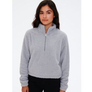 DYI Women's Tranquil 1/2 Zip Fuzzy Fleece Sweater Steel Grey Size Small